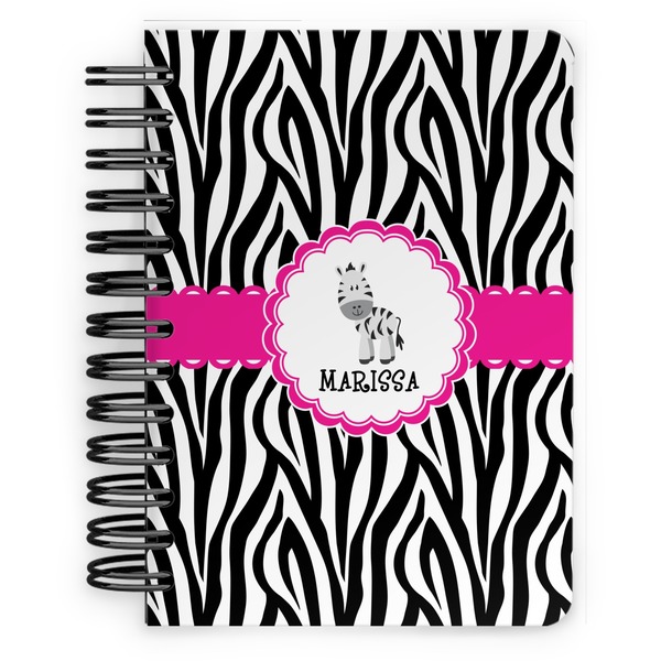 Custom Zebra Spiral Notebook - 5x7 w/ Name or Text