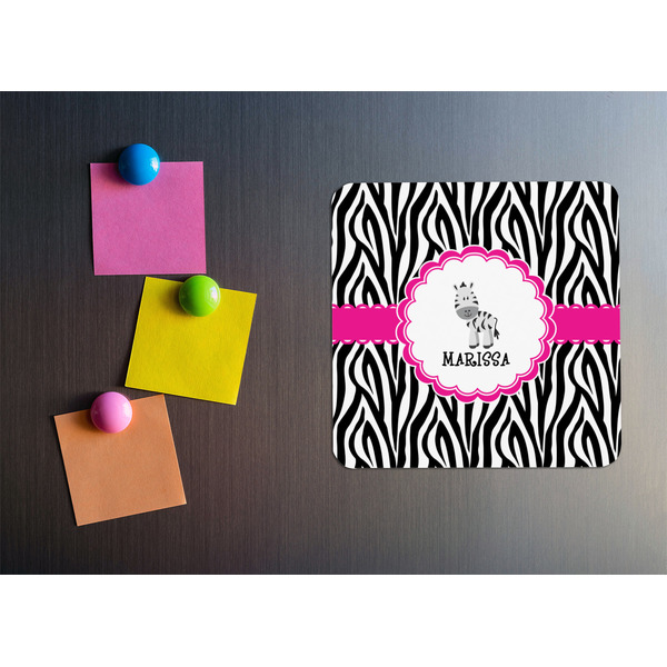 Zebra Square Fridge Magnet - LIFESTYLE