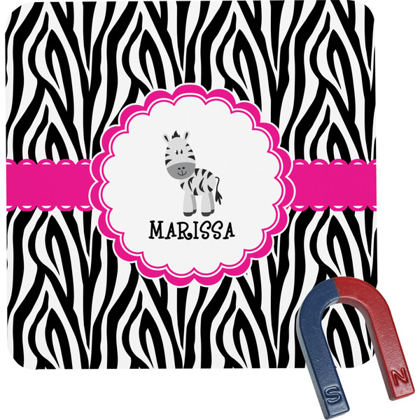 Custom Zebra Square Fridge Magnet (Personalized)