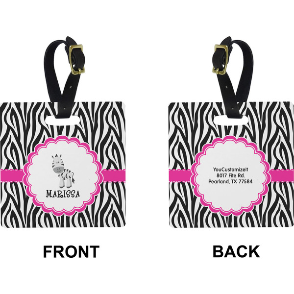 Zebra Square Luggage Tag (Front + Back)