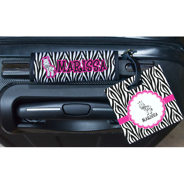 Zebra Square Luggage Tag & Handle Wrap - In Context