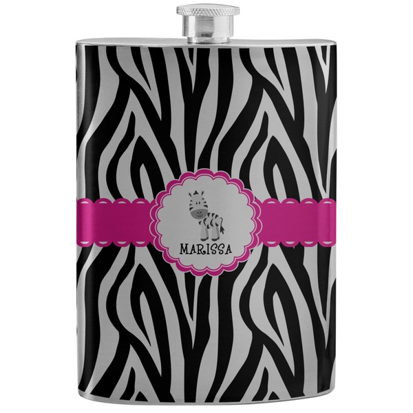 Custom Zebra Stainless Steel Flask (Personalized)