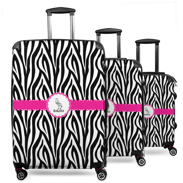 Custom Zebra 3 Piece Luggage Set - 20" Carry On, 24" Medium Checked, 28" Large Checked (Personalized)