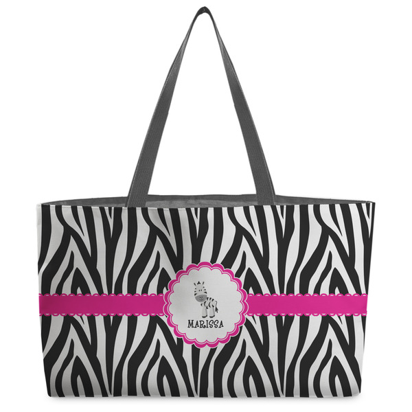 Custom Zebra Beach Totes Bag - w/ Black Handles (Personalized)
