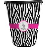 Zebra Waste Basket - Double Sided (Black) (Personalized)