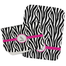 Zebra Burp Cloths - Fleece - Set of 2 w/ Name or Text