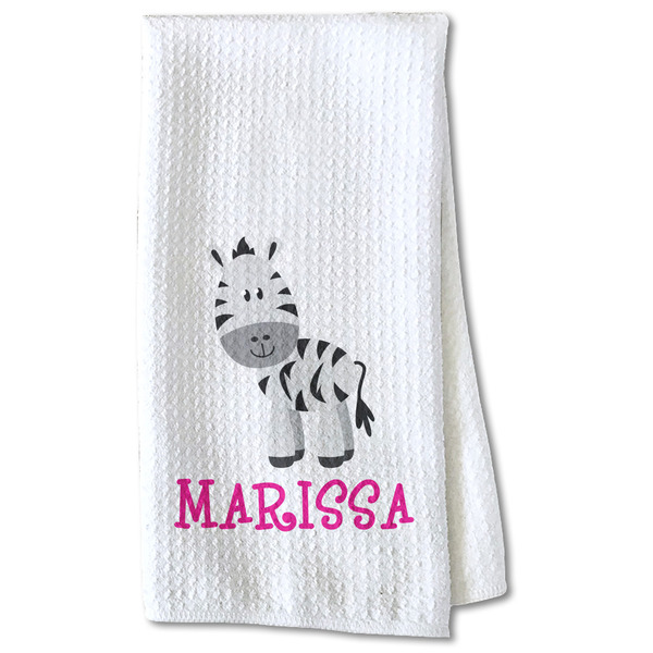 Custom Zebra Kitchen Towel - Waffle Weave - Partial Print (Personalized)