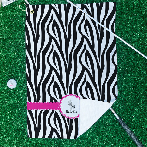 Zebra Waffle Weave Golf Towel - In Context