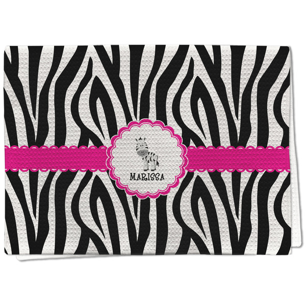 Custom Zebra Kitchen Towel - Waffle Weave - Full Color Print (Personalized)
