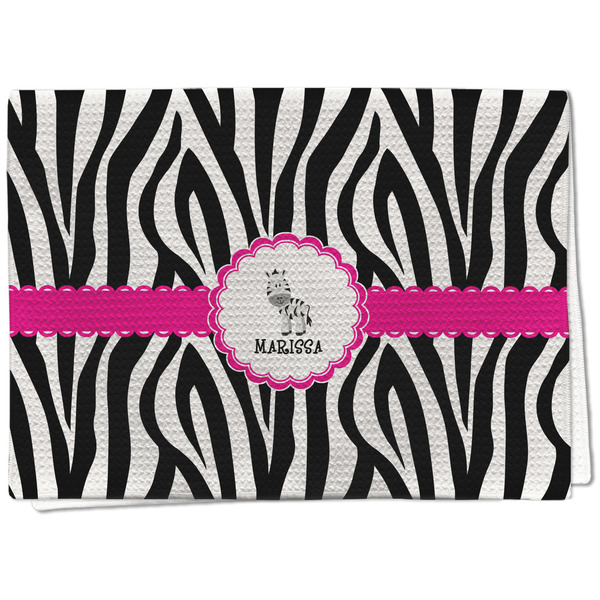 Custom Zebra Kitchen Towel - Waffle Weave (Personalized)