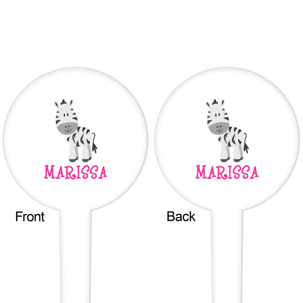 Zebra White Plastic 4" Food Pick - Round - Double Sided - Front & Back