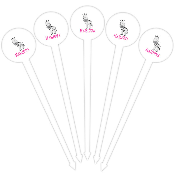 Zebra White Plastic 4" Food Pick - Round - Fan View