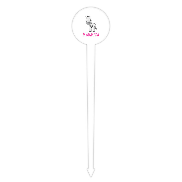 Zebra White Plastic 4" Food Pick - Round - Single Pick