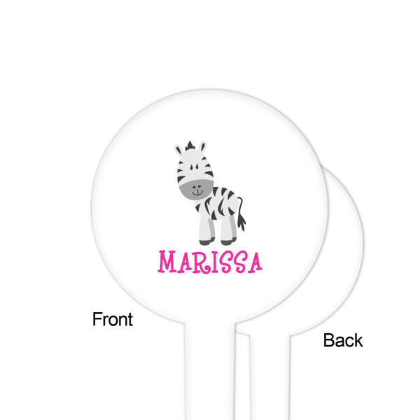 Zebra White Plastic 4" Food Pick - Round - Single Sided - Front & Back