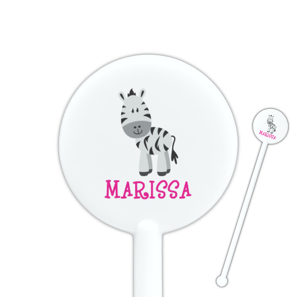 Custom Zebra 5.5" Round Plastic Stir Sticks - White - Double Sided (Personalized)
