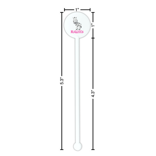 Zebra White Plastic 5.5" Stir Stick - Round - Dimensions