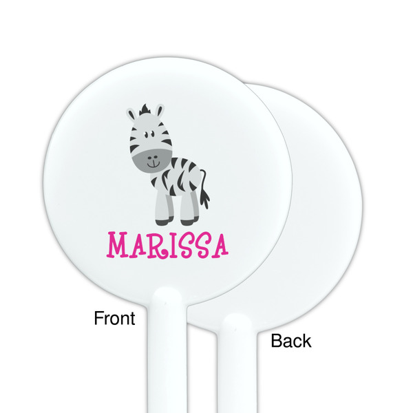 Zebra White Plastic 5.5" Stir Stick - Single Sided - Round - Front & Back