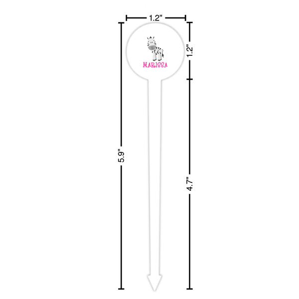 Zebra White Plastic 6" Food Pick - Round - Dimensions