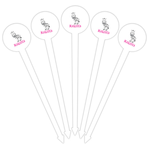 Zebra White Plastic 6" Food Pick - Round - Fan View