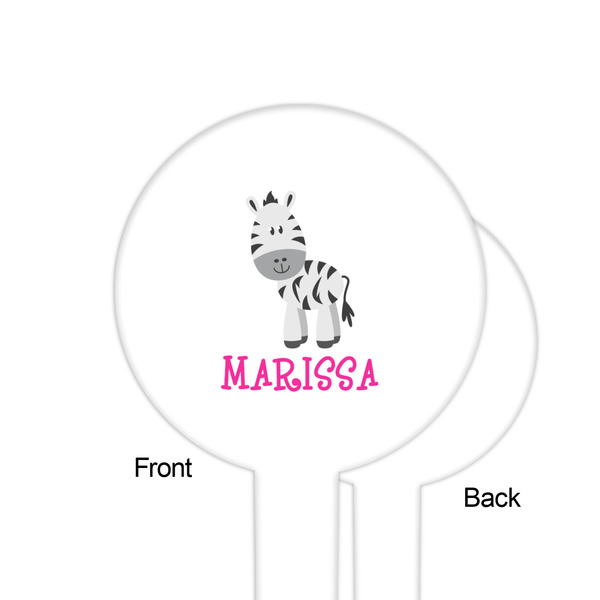 Zebra White Plastic 6" Food Pick - Round - Single Sided - Front & Back