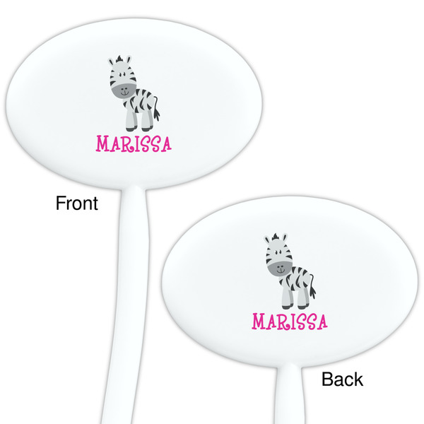 Zebra White Plastic 7" Stir Stick - Double Sided - Oval - Front & Back