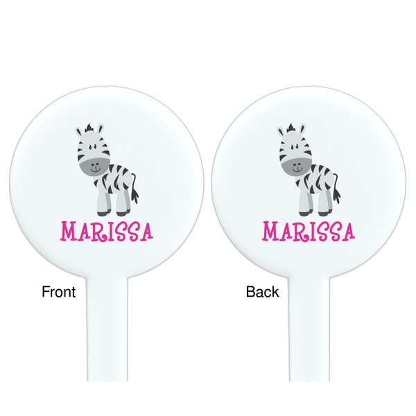 Zebra White Plastic 7" Stir Stick - Double Sided - Round - Front & Back