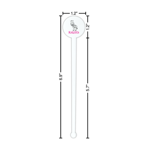 Zebra White Plastic 7" Stir Stick - Round - Dimensions