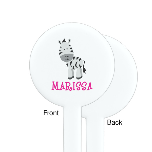 Zebra White Plastic 7" Stir Stick - Single Sided - Round - Front & Back
