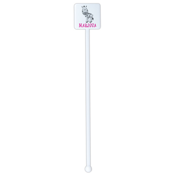 Zebra White Plastic Stir Stick - Single Sided - Square - Single Stick