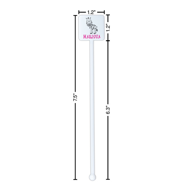 Zebra White Plastic Stir Stick - Square - Dimensions