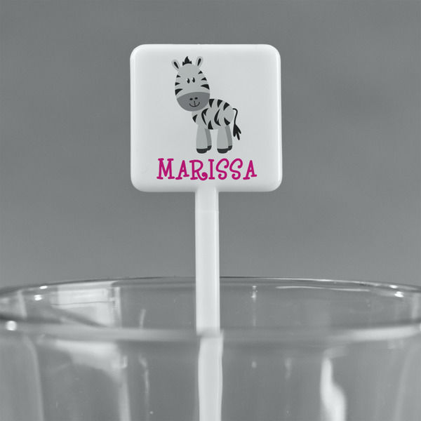 Zebra White Plastic Stir Stick - Square - Main
