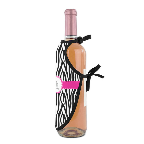 Zebra Wine Bottle Apron - DETAIL WITH CLIP ON NECK