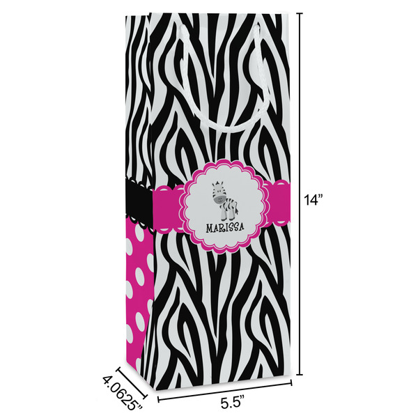 Zebra Wine Gift Bag - Dimensions