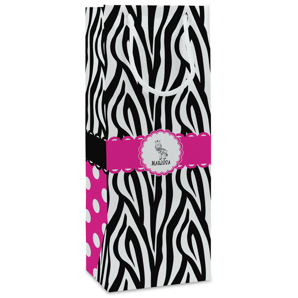 Custom Zebra Wine Gift Bags - Gloss (Personalized)