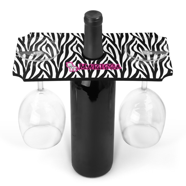 Custom Zebra Wine Bottle & Glass Holder (Personalized)
