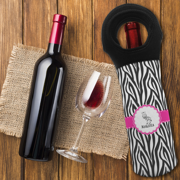 Zebra Wine Tote Bag - FLATLAY