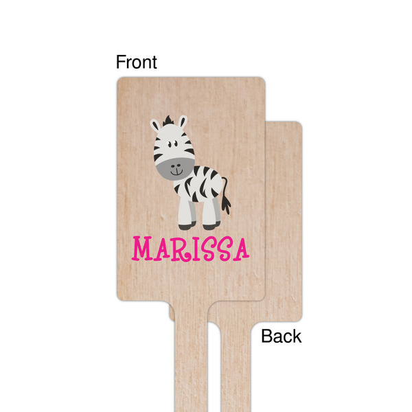 Zebra Wooden 6.25" Stir Stick - Rectangular - Single - Front & Back