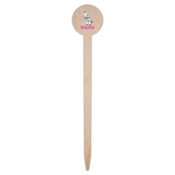 Zebra Wooden 6" Food Pick - Round - Single Pick