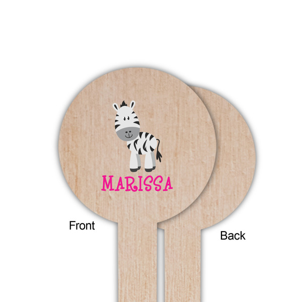 Zebra Wooden 6" Food Pick - Round - Single Sided - Front & Back