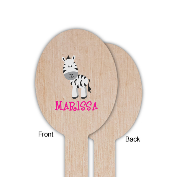 Zebra Wooden Food Pick - Oval - Single Sided - Front & Back