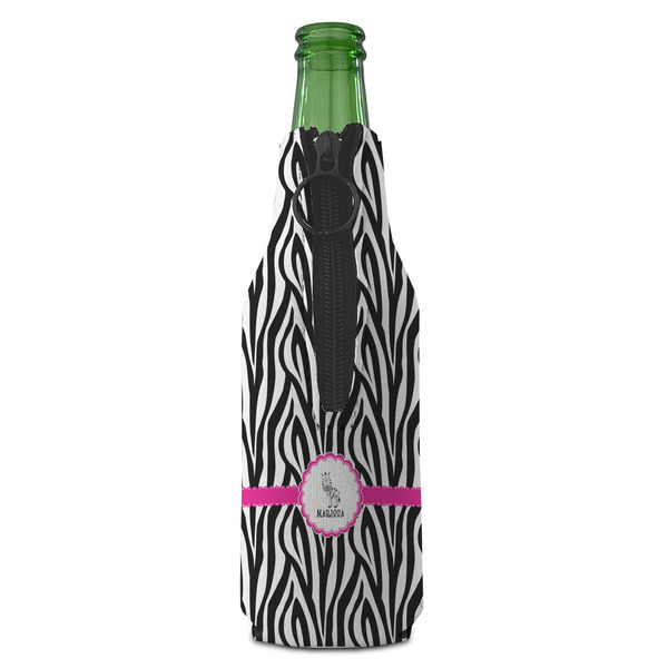 Zebra Zipper Bottle Cooler - BACK (bottle)