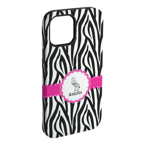 Custom Zebra iPhone Case - Rubber Lined - iPhone 15 Plus (Personalized)