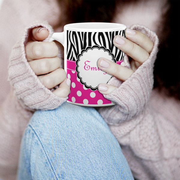 Zebra Print & Polka Dots 11oz Coffee Mug - LIFESTYLE