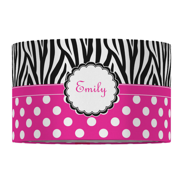 Zebra Print & Polka Dots 12" Drum Lampshade - FRONT (Fabric)
