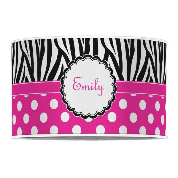 Zebra Print & Polka Dots 12" Drum Lampshade - FRONT (Poly Film)