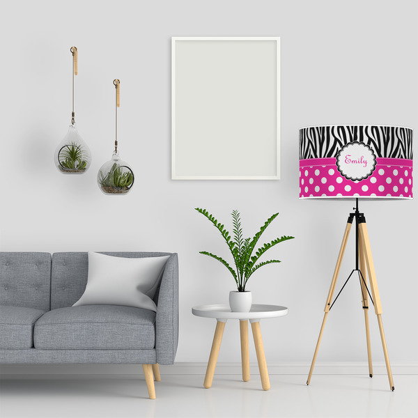 Zebra Print & Polka Dots 12" Drum Lampshade - LIFESTYLE