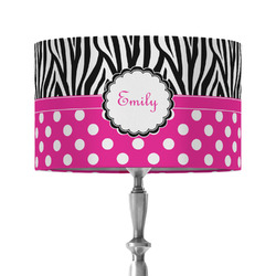 Zebra Print & Polka Dots 12" Drum Lamp Shade - Fabric (Personalized)