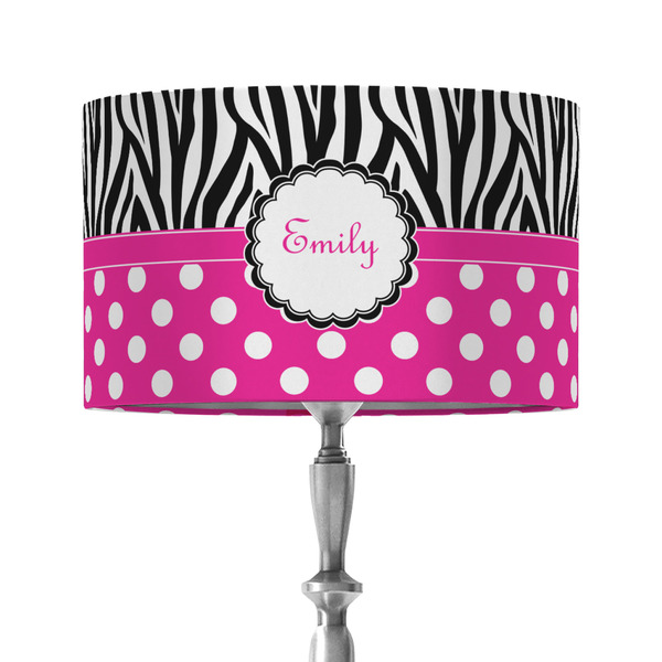 Custom Zebra Print & Polka Dots 12" Drum Lamp Shade - Fabric (Personalized)