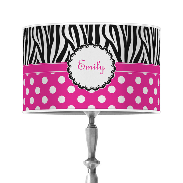 Custom Zebra Print & Polka Dots 12" Drum Lamp Shade - Poly-film (Personalized)