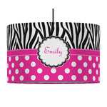 Zebra Print & Polka Dots 12" Drum Pendant Lamp - Fabric (Personalized)
